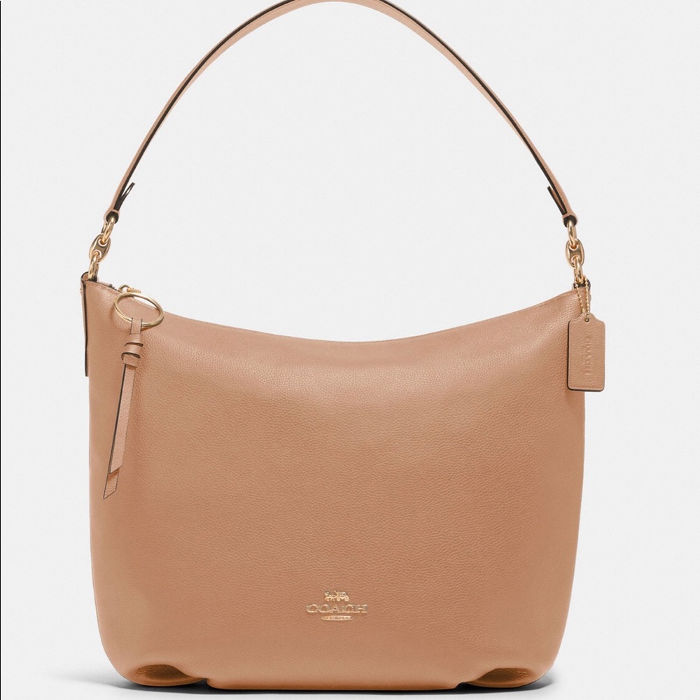 Skylar Hobo Leather Bag In Taupe Color